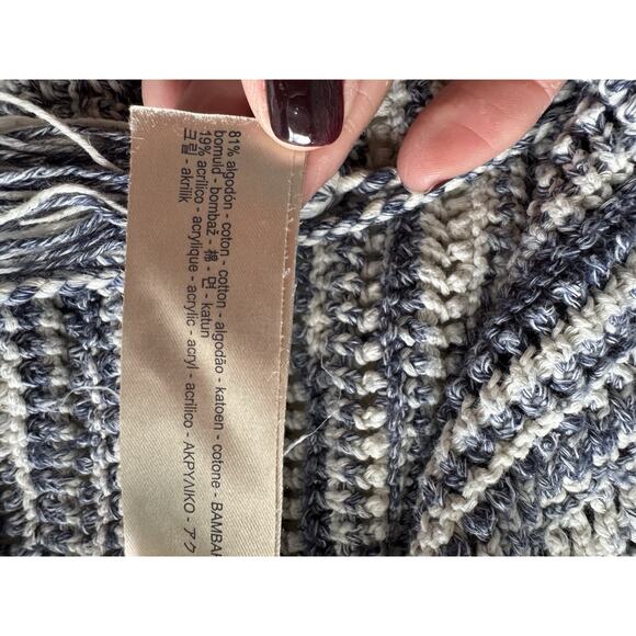 Massimo Dutti NWT Womens Fringe Crochet Boho Blue Coastal Top Size Medium - Picture 4 of 8